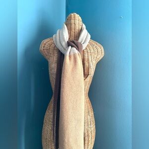 Assia Accessories made in Italy Wool Blend Scarf Brown Tan 12 x 76 Unisex